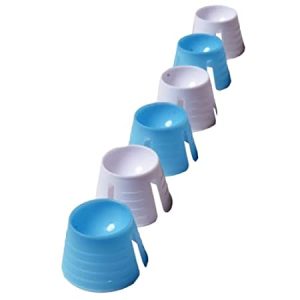 FACTUAL DENTAL Dappen Dish Disposable 200 PCS Plastic Mixing Cups Dappen Dishes Mini Bowl for Dental Hygiene Acrylic Liquid Nail Ink Tattoo Tint Henna Color White and Light Blue