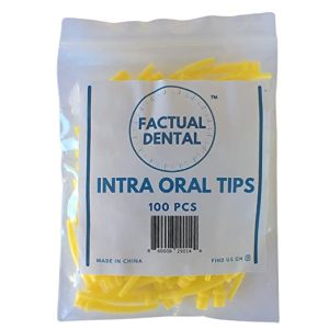 FACTUAL DENTAL Yellow Mixing Tips Intraoral Disposable Bent Tip for Silicon VPS Mix Dental Final Impression Crown Bridge Veneer. 100 PCS